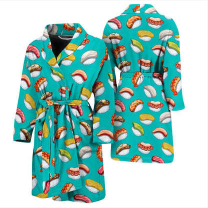 Sushi Themed Print Men Bath Robe-JTAMIGO.COM