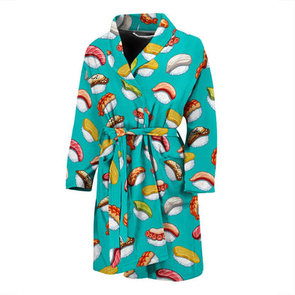 Sushi Themed Print Men Bath Robe-JTAMIGO.COM
