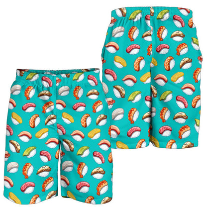 Sushi Themed Print Mens Shorts-JTAMIGO.COM