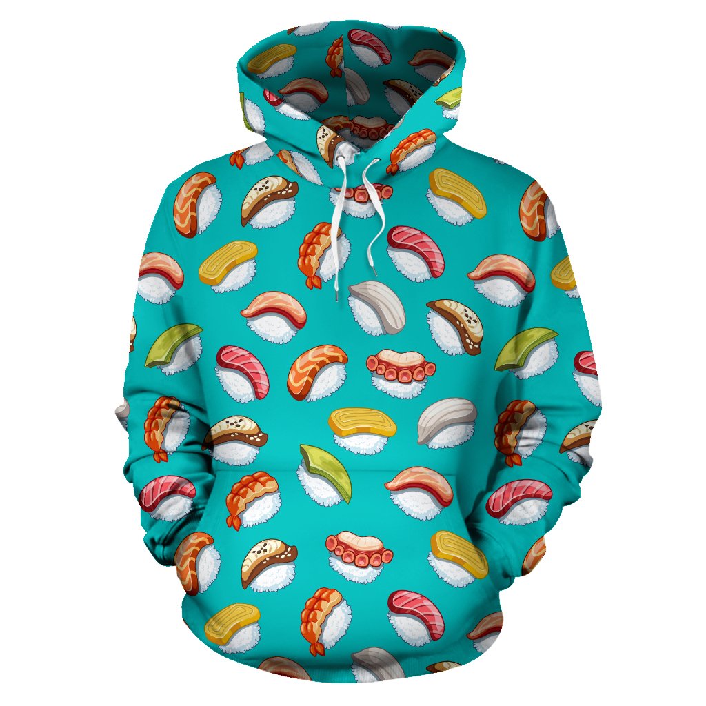 Sushi Themed Print Pullover Hoodie