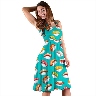 Sushi Themed Print Sleeveless Dress