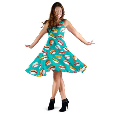 Sushi Themed Print Sleeveless Dress