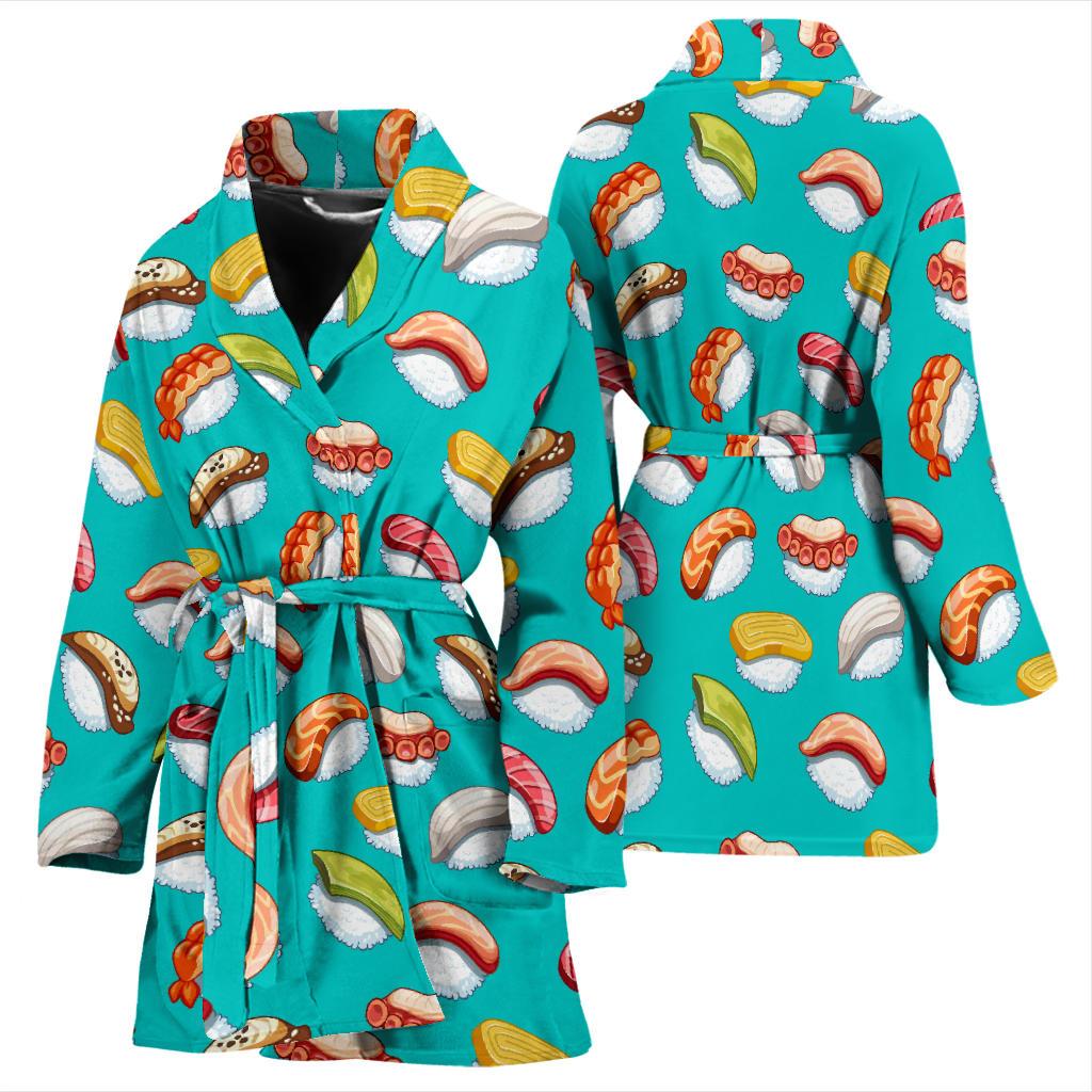 Sushi Themed Print Women Bath Robe-JTAMIGO.COM