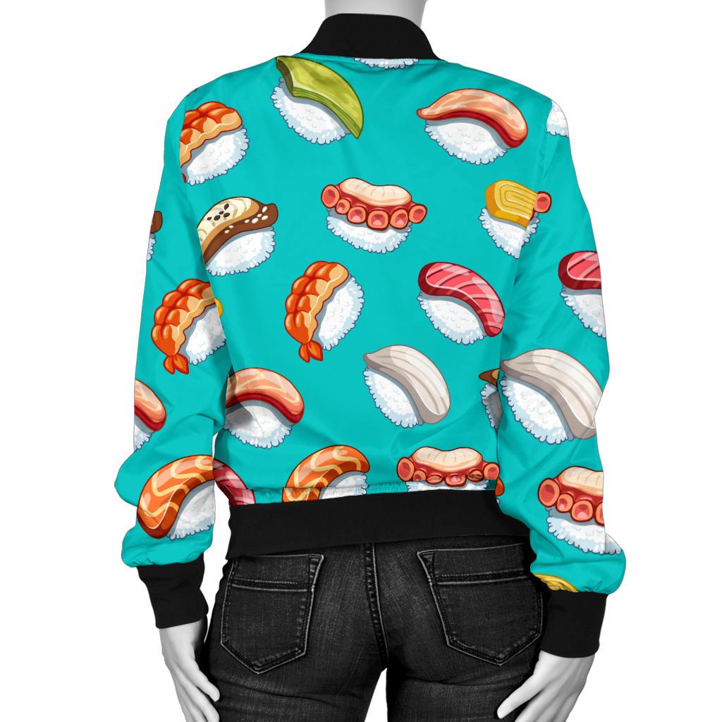 Sushi Themed Print Women Casual Bomber Jacket