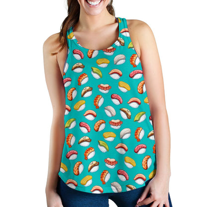 Sushi Themed Print Women Racerback Tank Top