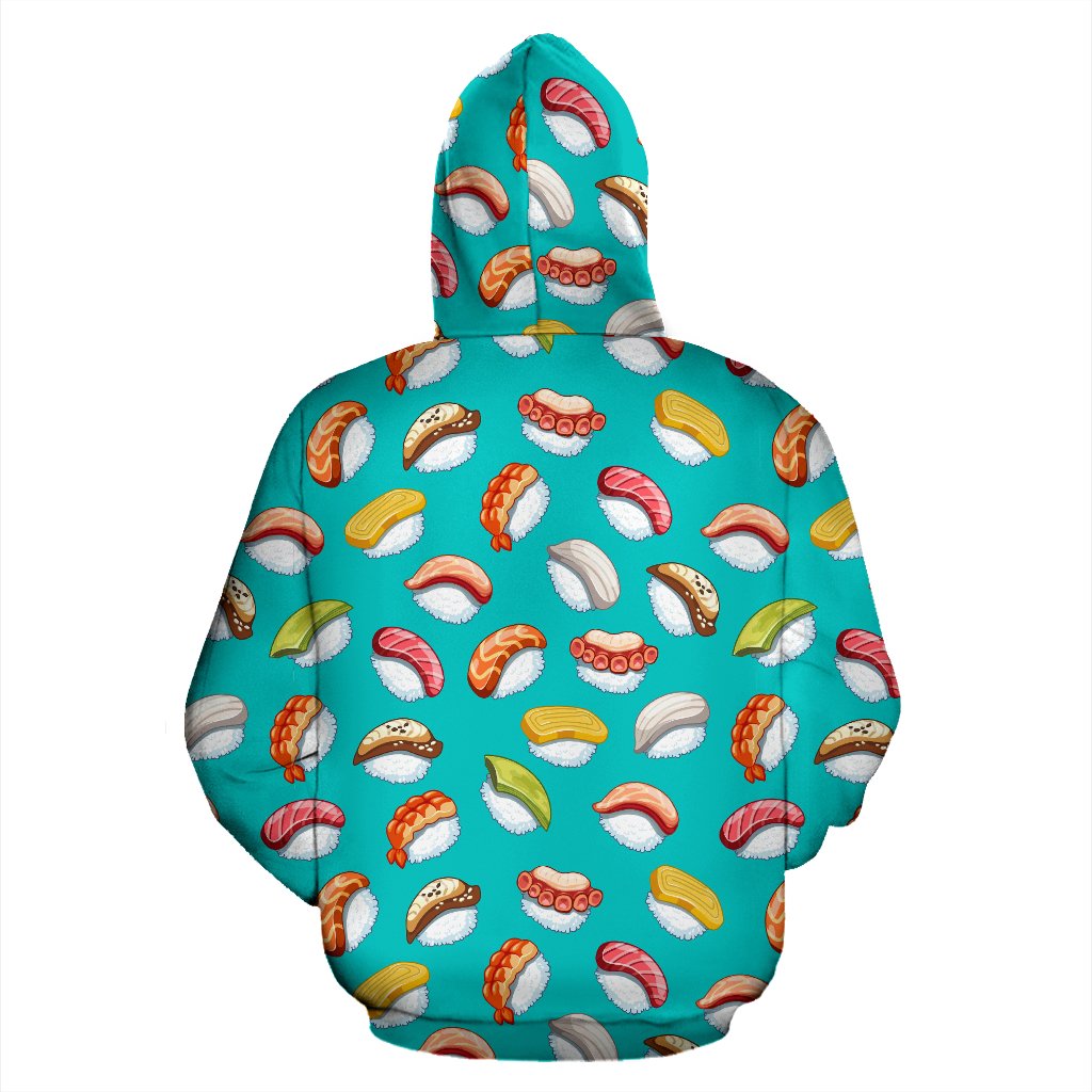 Sushi Themed Print Zip Up Hoodie