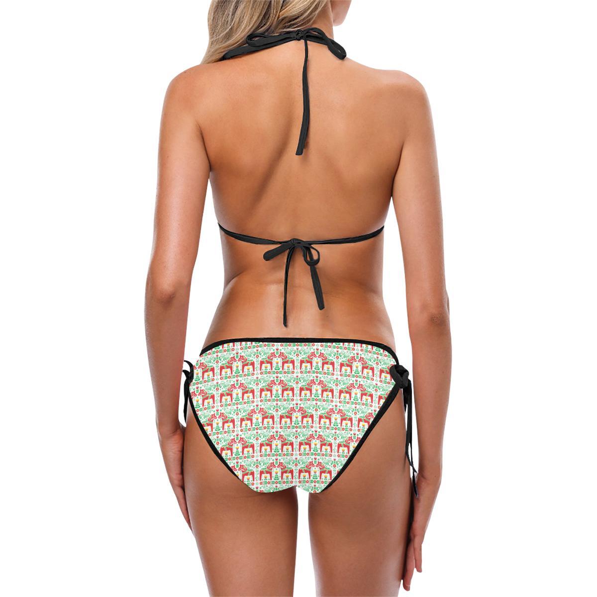 Swedish Dala Style Pattern Bikini Swimsuit-JTAMIGO.COM