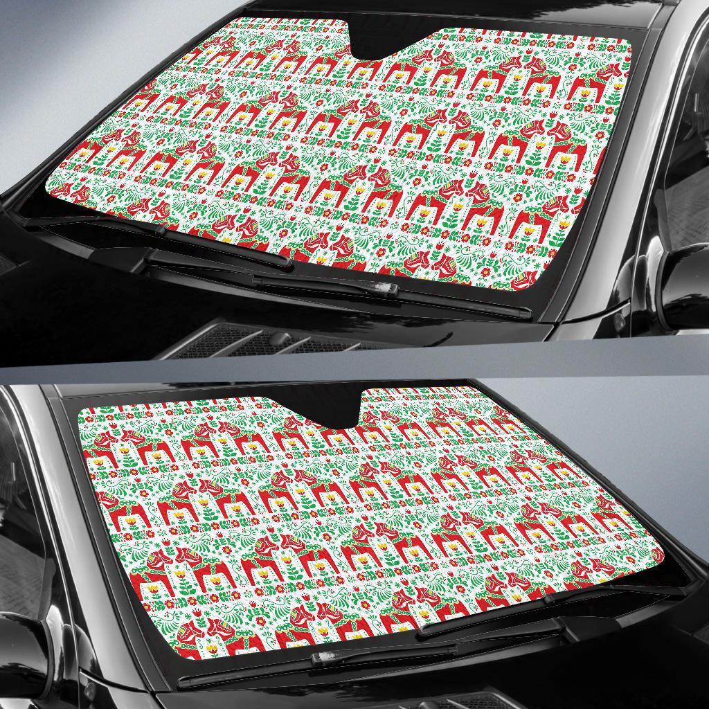Swedish Dala Style Pattern Car Sun Shade For Windshield