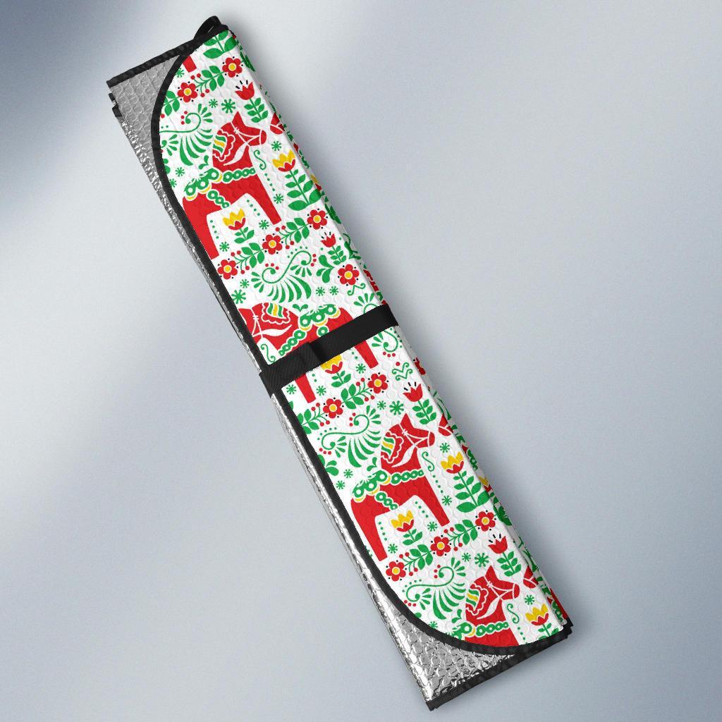 Swedish Dala Style Pattern Car Sun Shade For Windshield