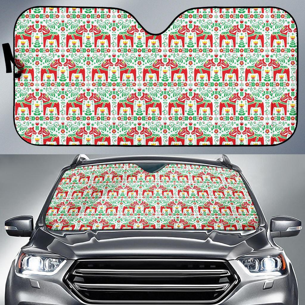 Swedish Dala Style Pattern Car Sun Shade For Windshield