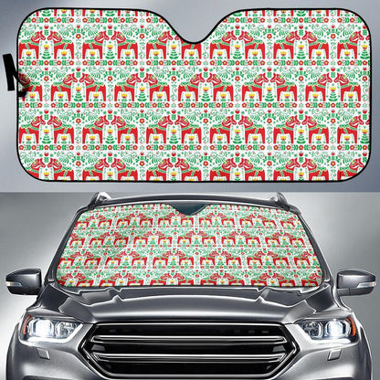 Swedish Dala Style Pattern Car Sun Shade For Windshield