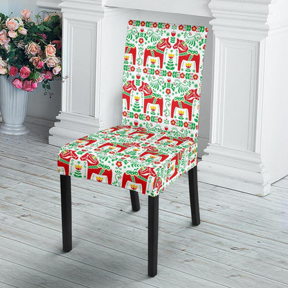 Swedish Dala Style Pattern Dining Chair Slipcover-JTAMIGO.COM