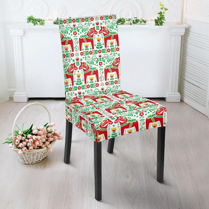 Swedish Dala Style Pattern Dining Chair Slipcover-JTAMIGO.COM