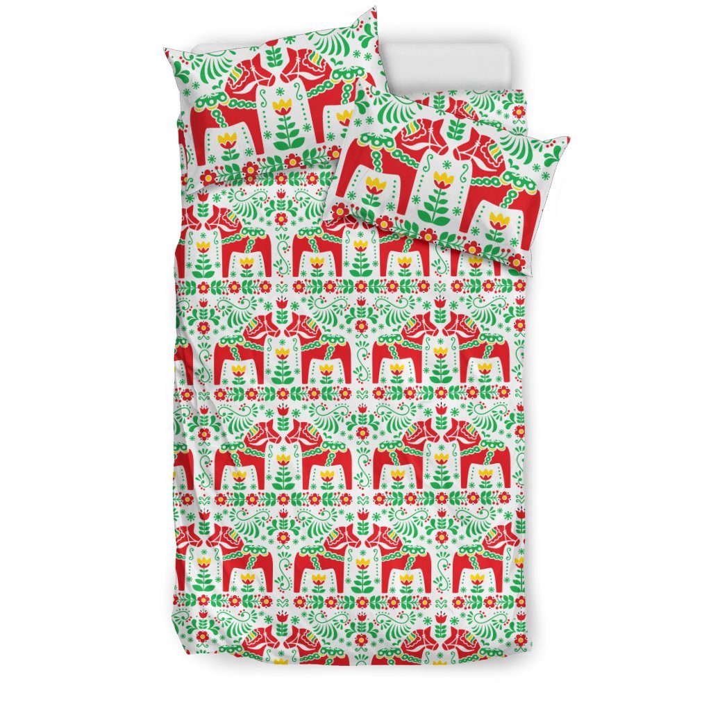 Swedish Dala Style Pattern Duvet Cover Bedding Set