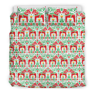 Swedish Dala Style Pattern Duvet Cover Bedding Set