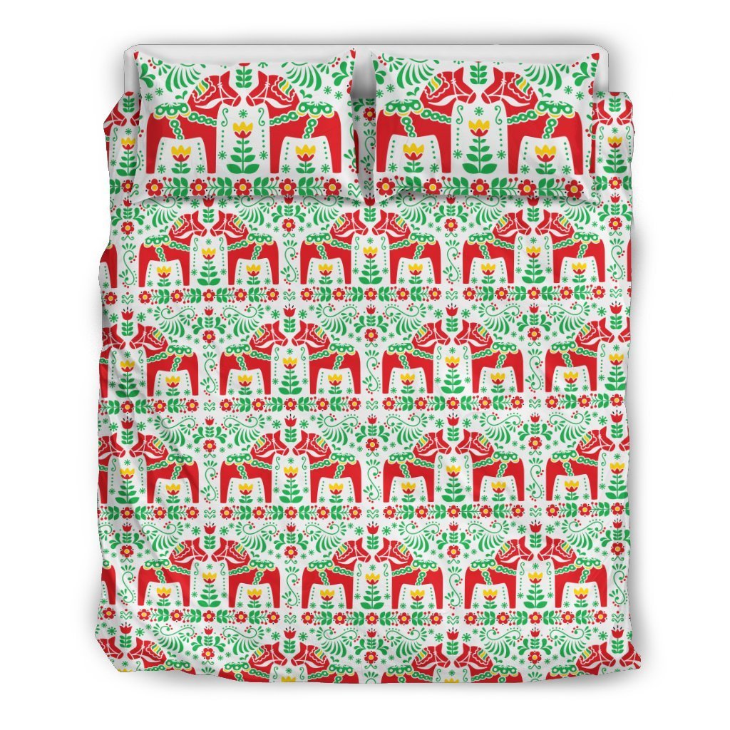 Swedish Dala Style Pattern Duvet Cover Bedding Set