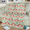 Swedish Dala Style Pattern Fleece Blanket