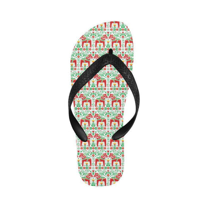 Swedish Dala Style Pattern Flip Flops-JTAMIGO.COM