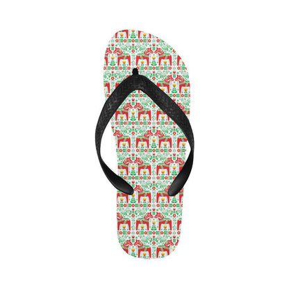Swedish Dala Style Pattern Flip Flops-JTAMIGO.COM