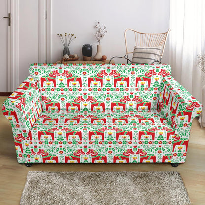 Swedish Dala Style Pattern Loveseat Slipcover-JTAMIGO.COM