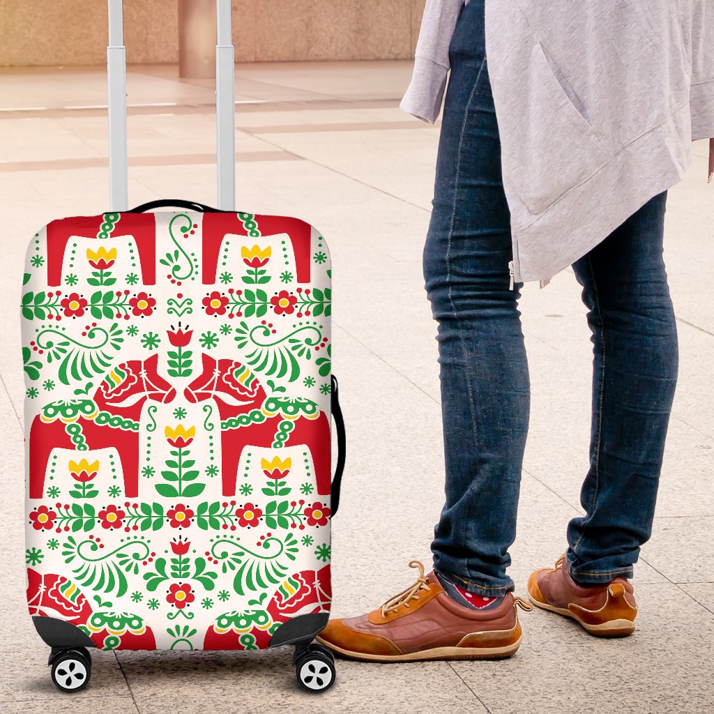 Swedish Dala Style Pattern Luggage Cover Protector
