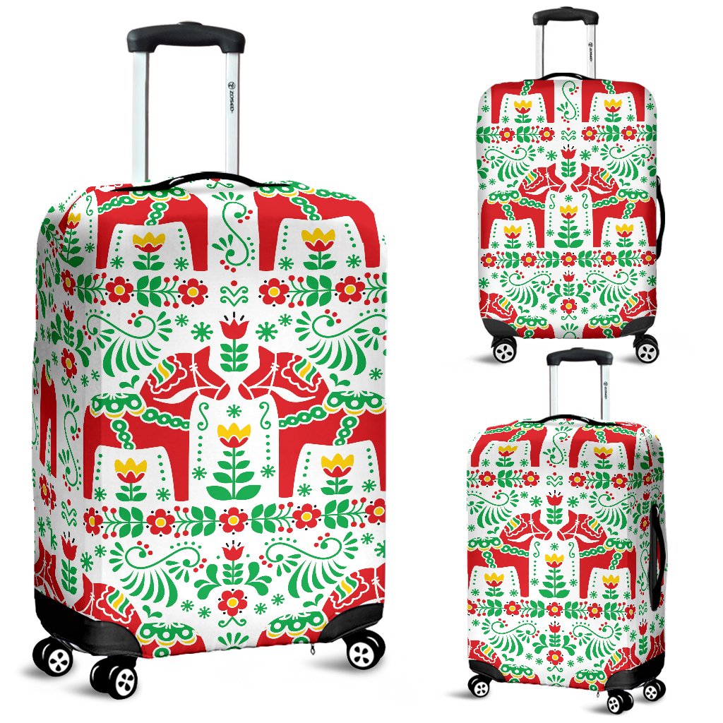 Swedish Dala Style Pattern Luggage Cover Protector