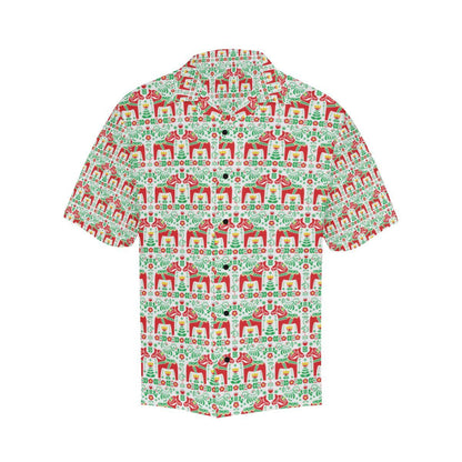Swedish Dala Style Pattern Men Aloha Hawaiian Shirt