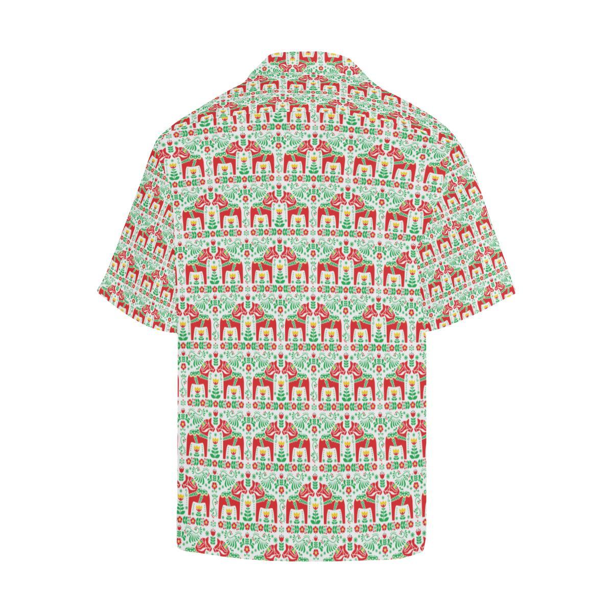 Swedish Dala Style Pattern Men Aloha Hawaiian Shirt