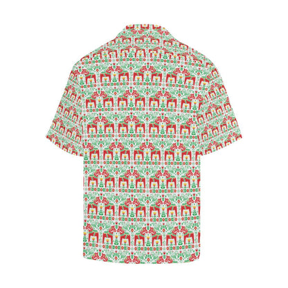 Swedish Dala Style Pattern Men Aloha Hawaiian Shirt