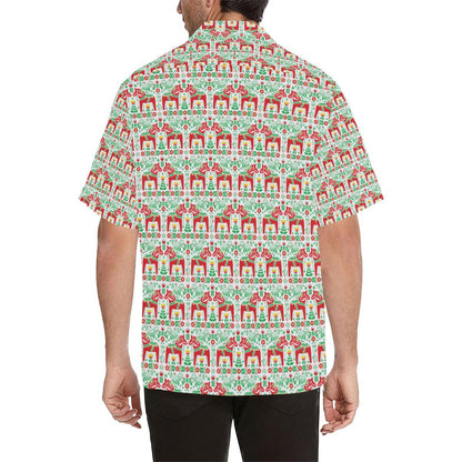 Swedish Dala Style Pattern Men Aloha Hawaiian Shirt