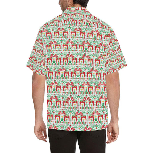 Swedish Dala Style Pattern Men Aloha Hawaiian Shirt