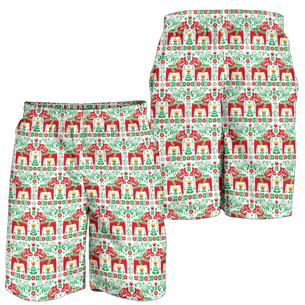 Swedish Dala Style Pattern Mens Shorts-JTAMIGO.COM