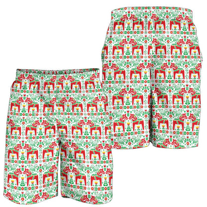 Swedish Dala Style Pattern Mens Shorts-JTAMIGO.COM
