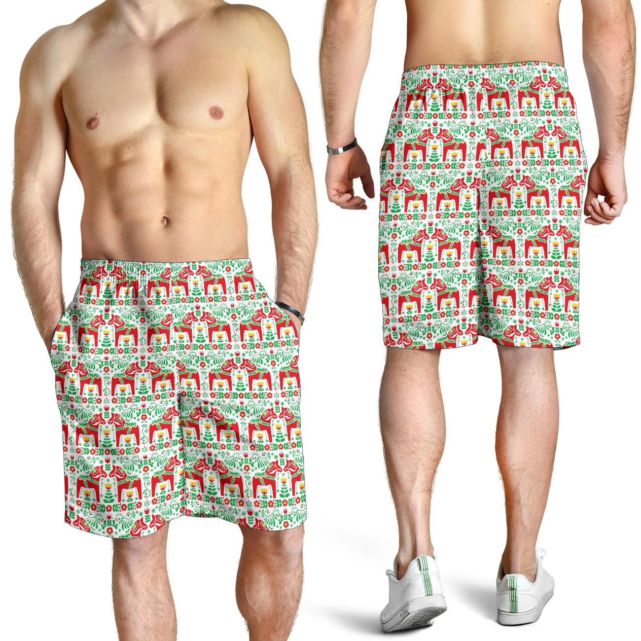 Swedish Dala Style Pattern Mens Shorts-JTAMIGO.COM