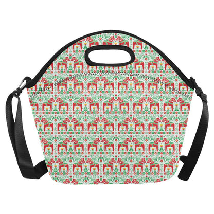 Swedish Dala Style Pattern Neoprene Lunch Bag (Model 1669)(Large)-JTAMIGO.COM