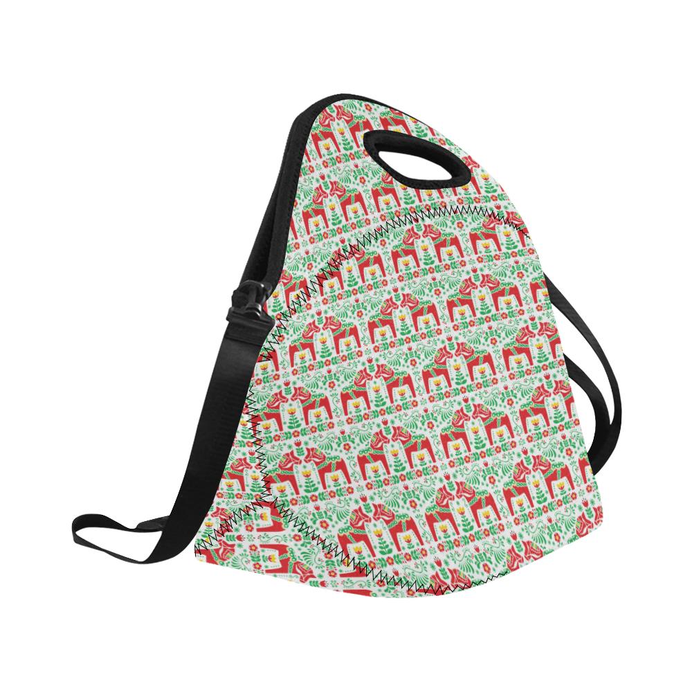 Swedish Dala Style Pattern Neoprene Lunch Bag (Model 1669)(Large)-JTAMIGO.COM