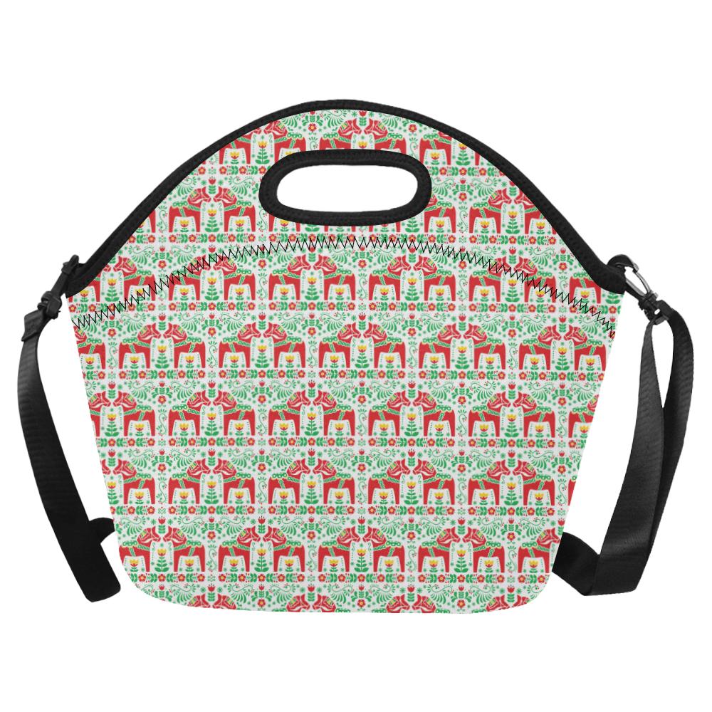 Swedish Dala Style Pattern Neoprene Lunch Bag (Model 1669)(Large)-JTAMIGO.COM