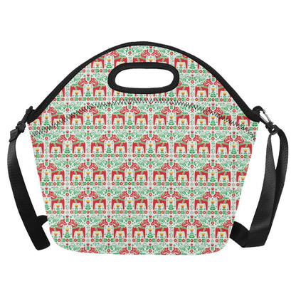 Swedish Dala Style Pattern Neoprene Lunch Bag (Model 1669)(Large)-JTAMIGO.COM