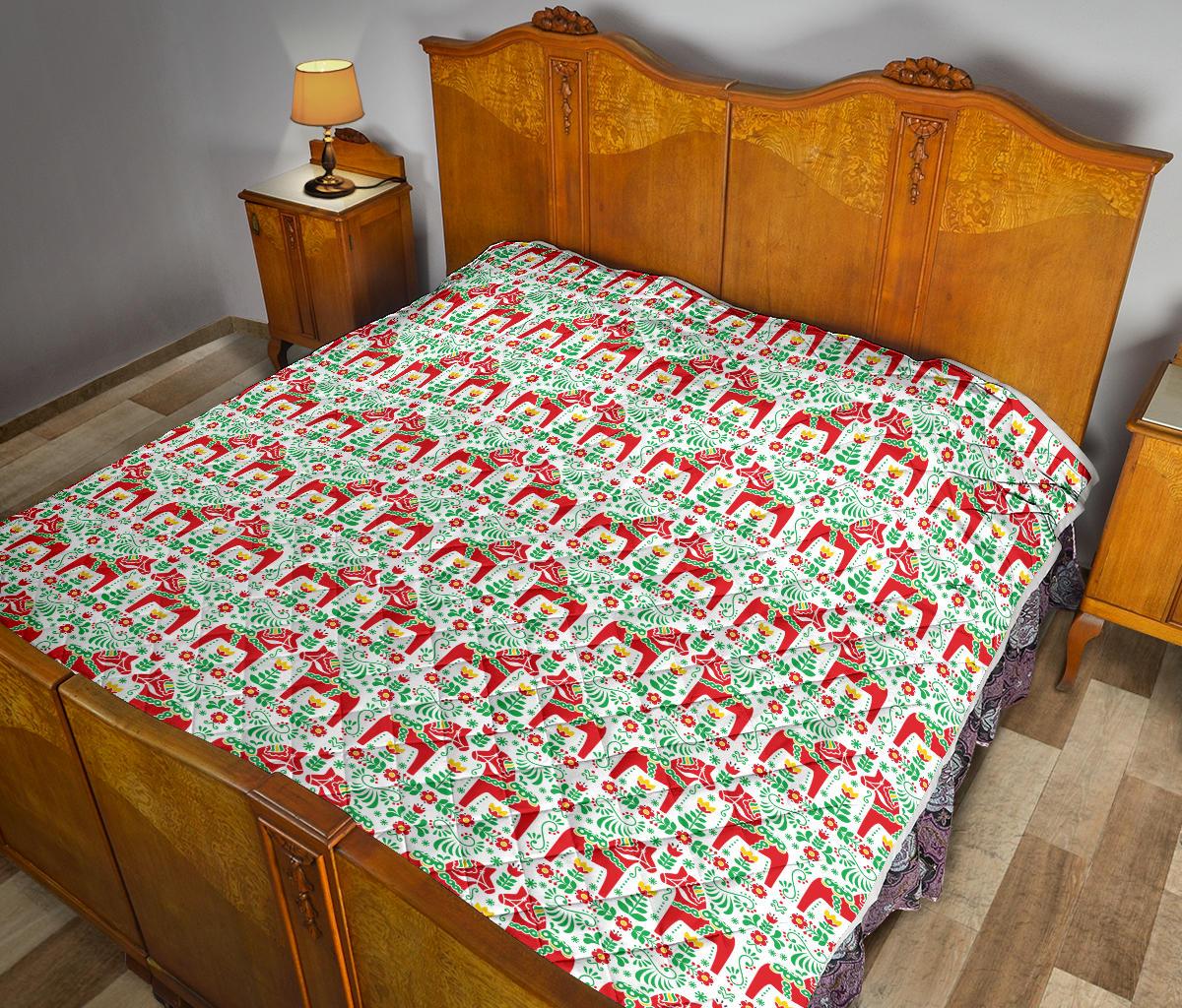 Swedish Dala Style Pattern Premium Quilt-JTAMIGO.COM