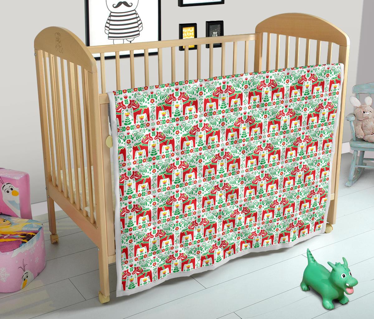 Swedish Dala Style Pattern Premium Quilt-JTAMIGO.COM