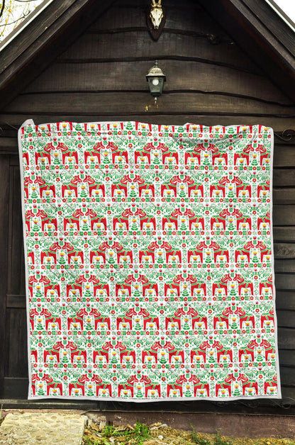 Swedish Dala Style Pattern Premium Quilt-JTAMIGO.COM