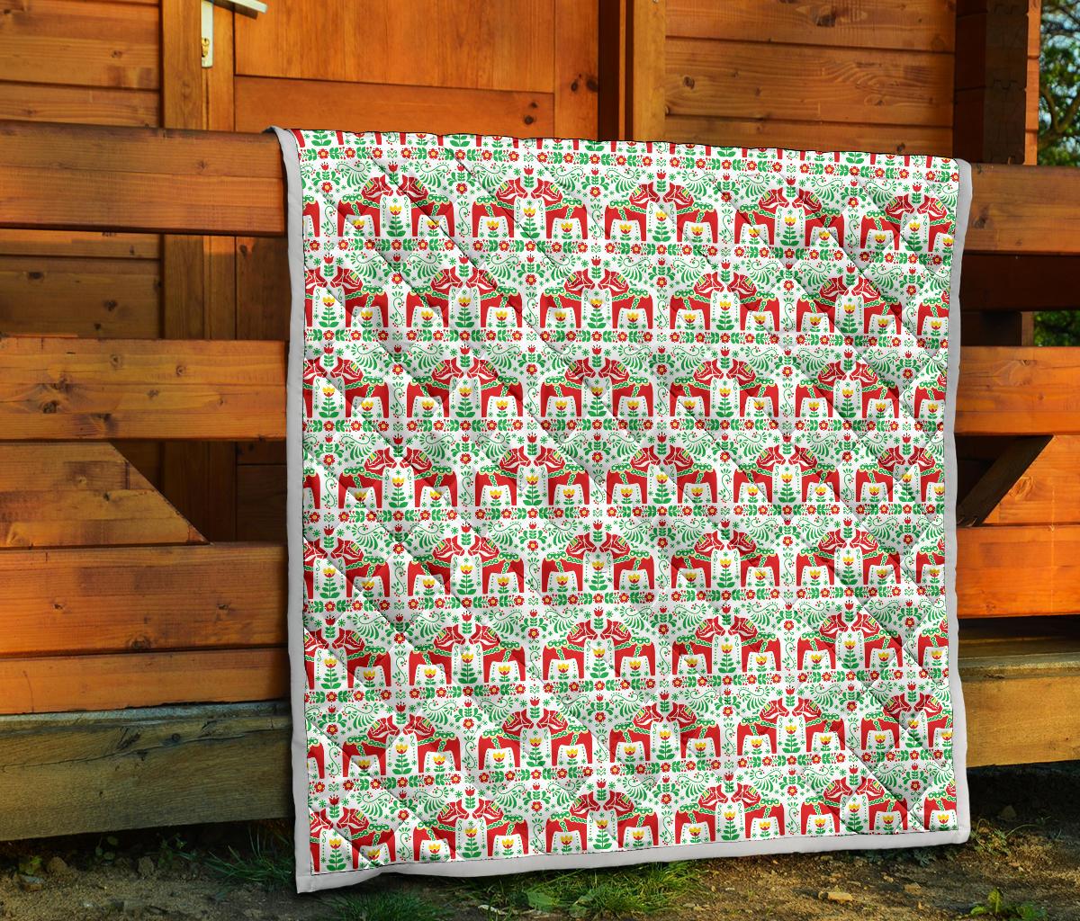 Swedish Dala Style Pattern Premium Quilt-JTAMIGO.COM