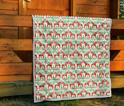 Swedish Dala Style Pattern Premium Quilt-JTAMIGO.COM