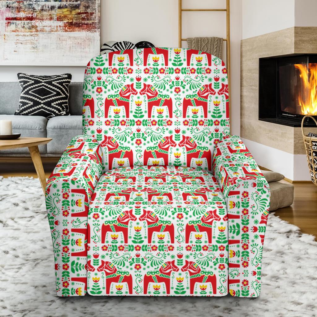 Swedish Dala Style Pattern Single Sofa Slipcover -JTAMIGO.COM