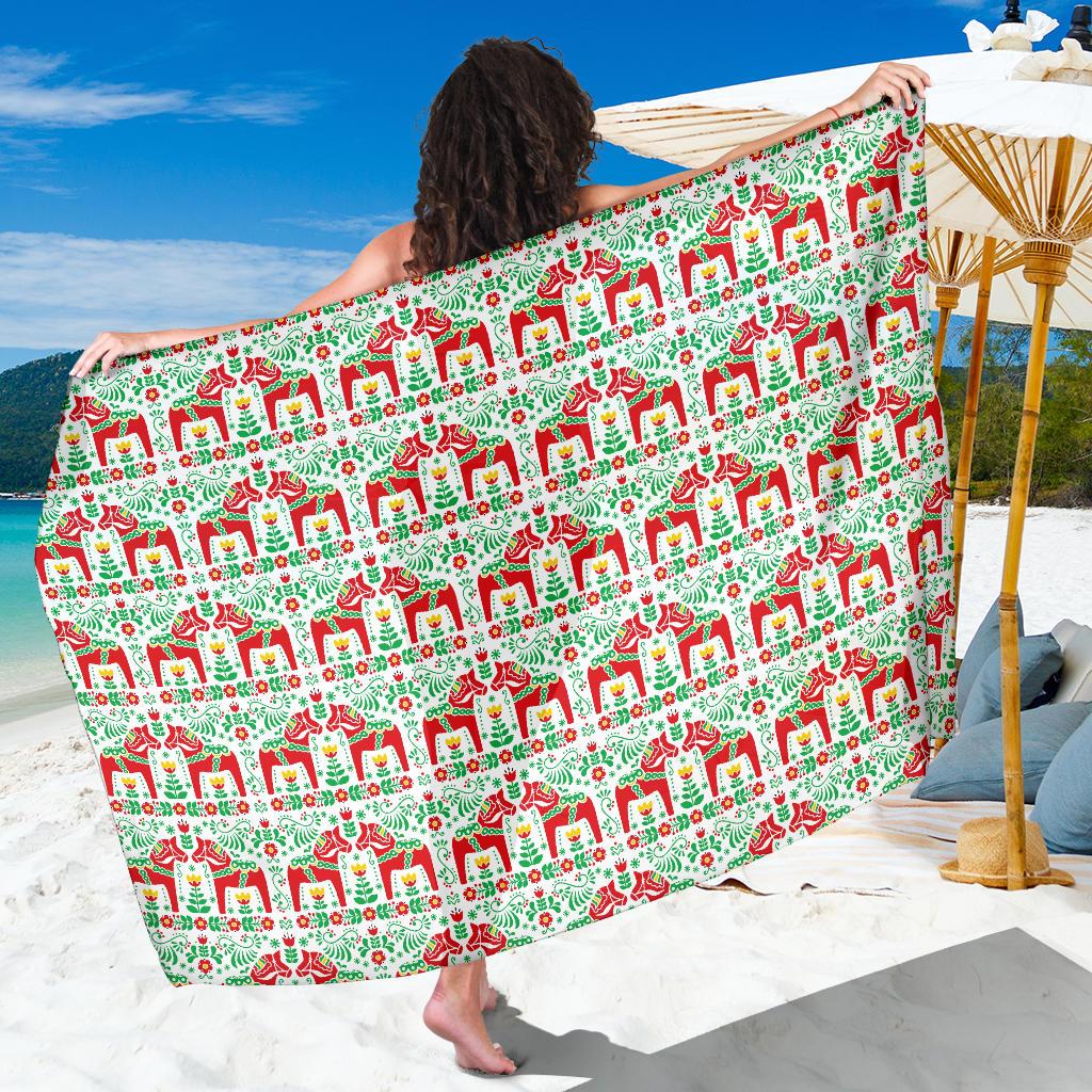 Swedish Dala Style Pattern Sarong Pareo Wrap