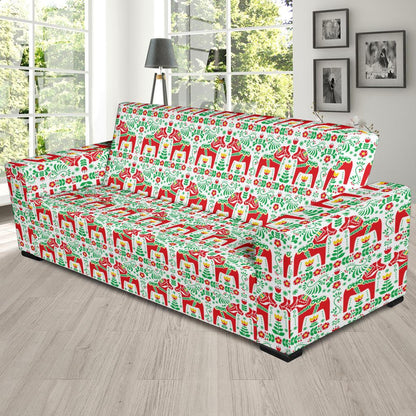 Swedish Dala Style Pattern Sofa Slipcover-JTAMIGO.COM