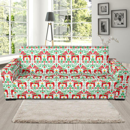 Swedish Dala Style Pattern Sofa Slipcover-JTAMIGO.COM
