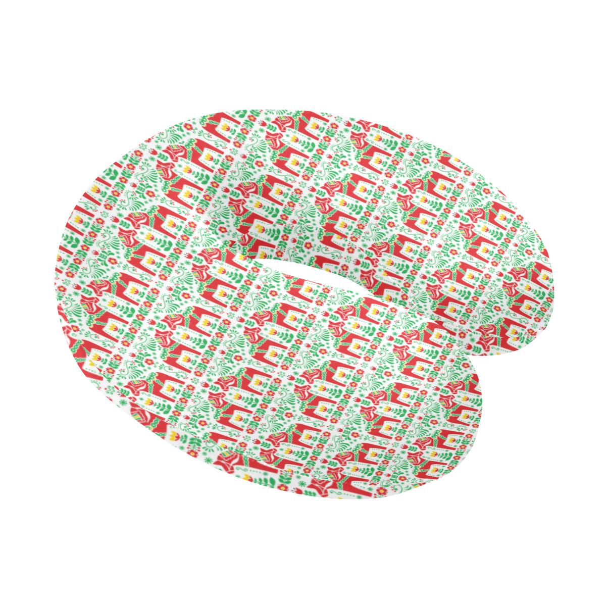 Swedish Dala Style Pattern U-Shaped Travel Neck Pillow-JTAMIGO.COM