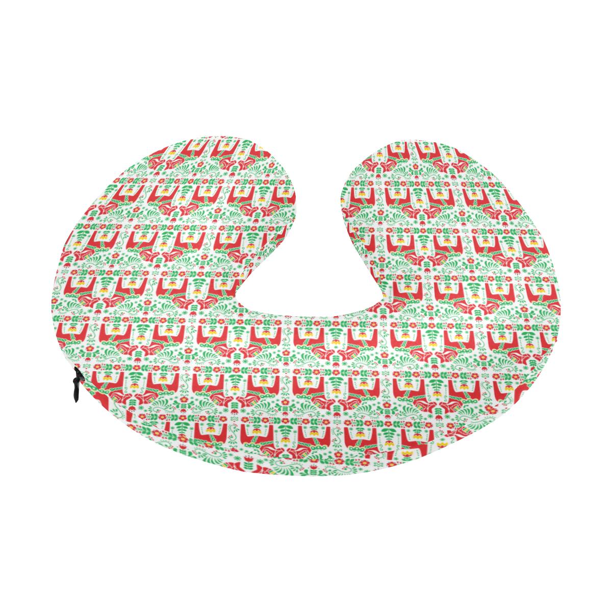 Swedish Dala Style Pattern U-Shaped Travel Neck Pillow-JTAMIGO.COM