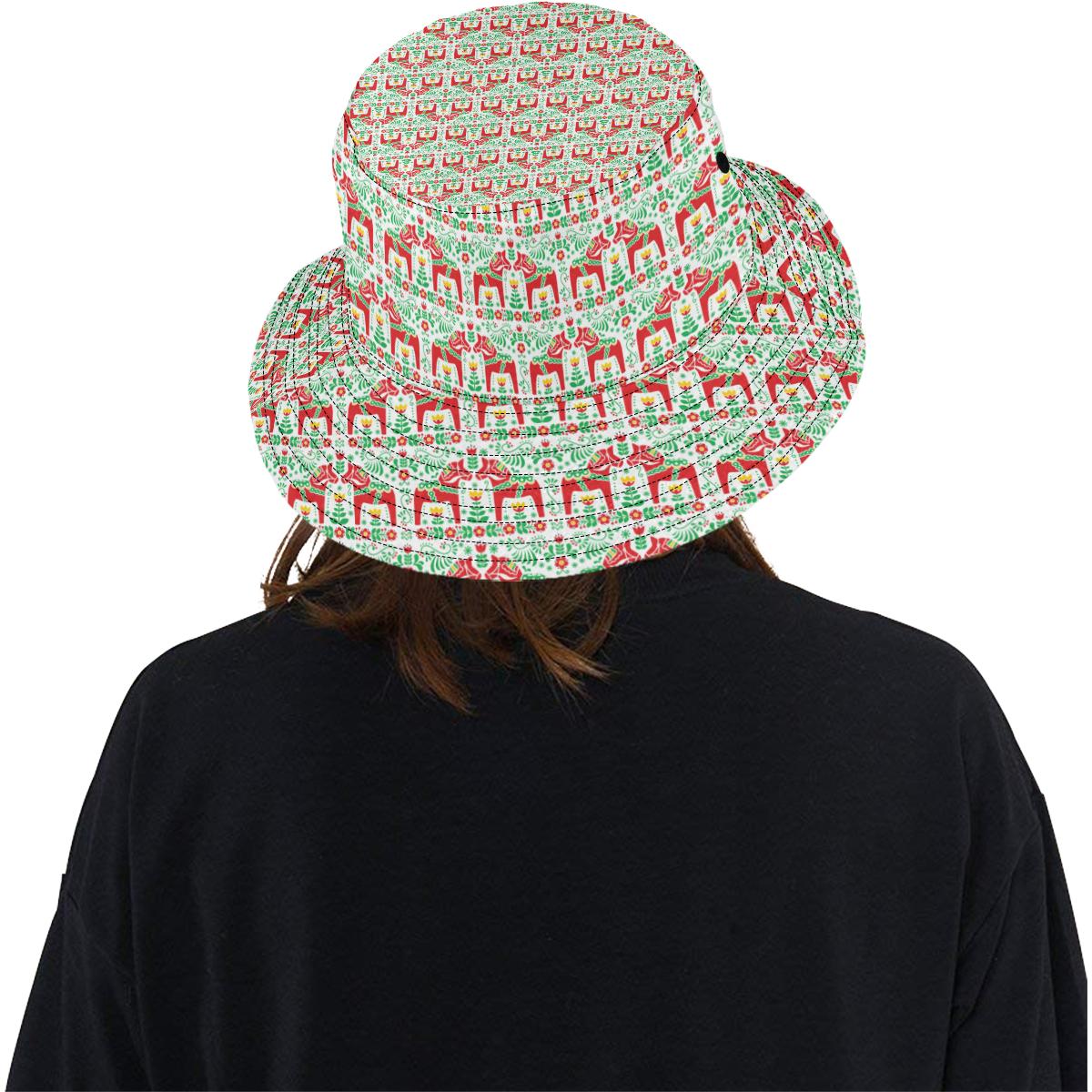 Swedish Dala Style Pattern Unisex Bucket Hat